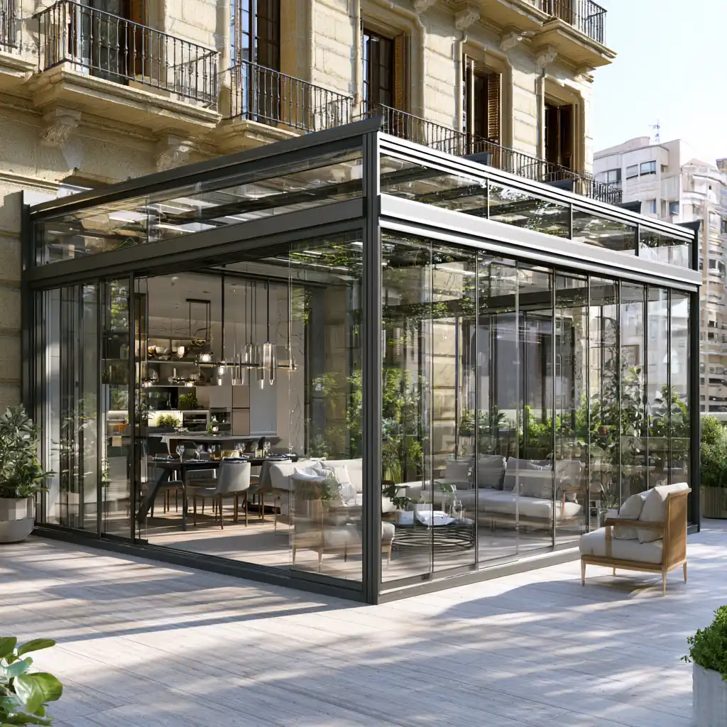 Cerramiento de terraza en un edificio del centro de Zamora capital